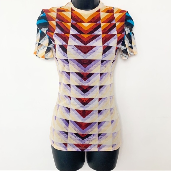 Paco Rabanne Patchwork Short Sleeve Top Size 38 - Picture 2 of 6